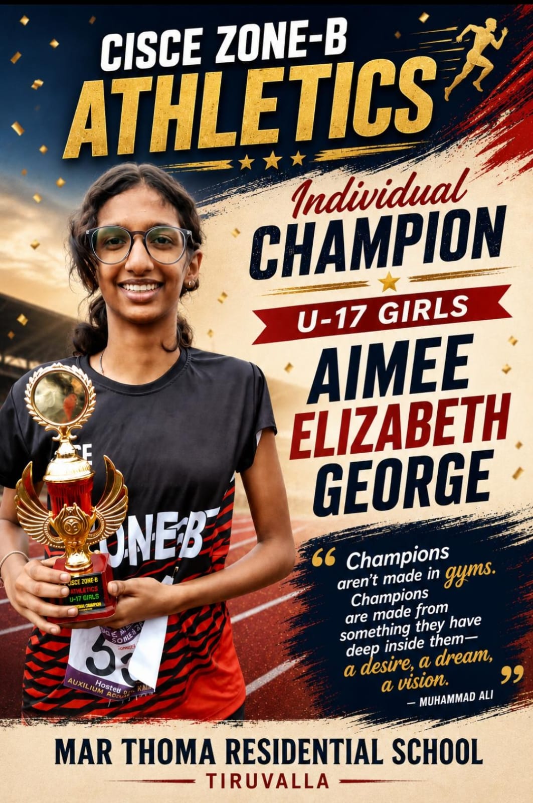 Aimee Elizabeth George Crowned Individual Champion – CISCE Zone-B Athletics, U-17 Girls