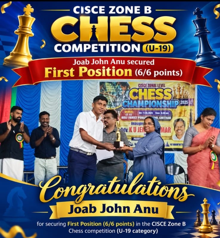Joab John Anu Secures First Position in CISCE Zone B U-19 Chess Competition